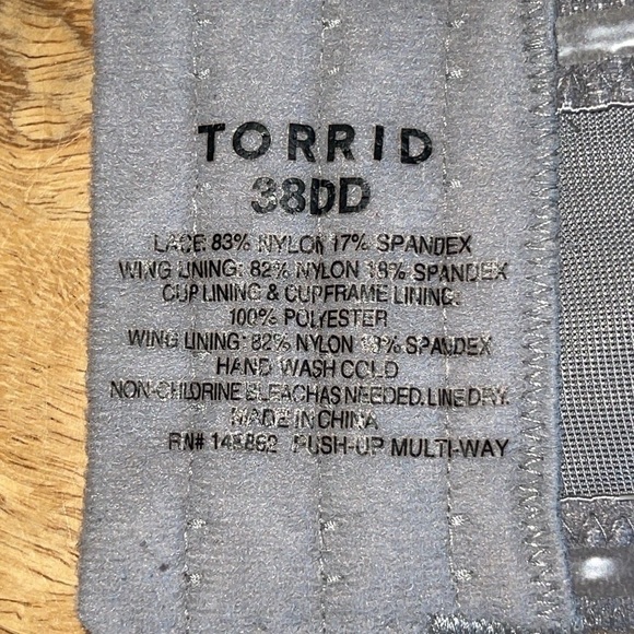 Torrid Gray Lace Trim Strapless Underwire Bra - Picture 3 of 3